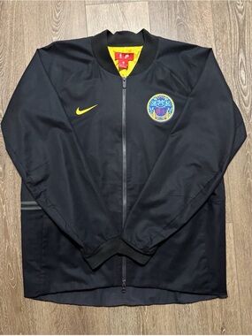 Nike Black Jacket with Yellow Logo and Lining